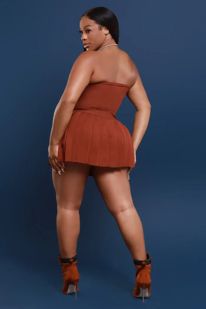Rush Week Pleated Mini Tennis Skort - Brown