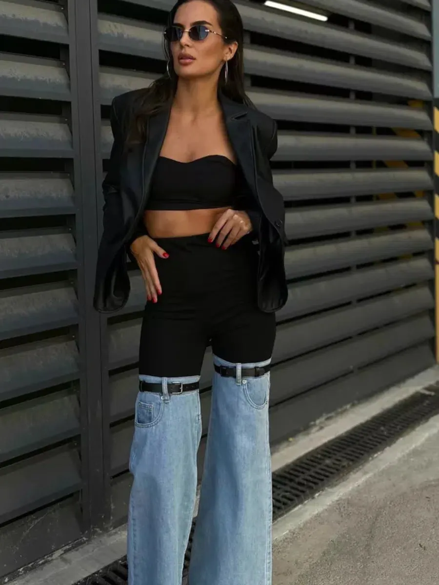 Salvatore – Spliced buckle detail – Denim pants