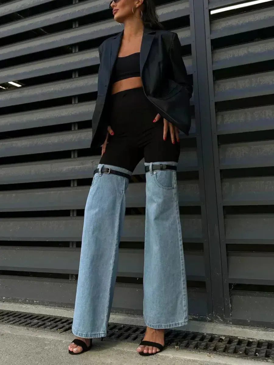 Salvatore – Spliced buckle detail – Denim pants