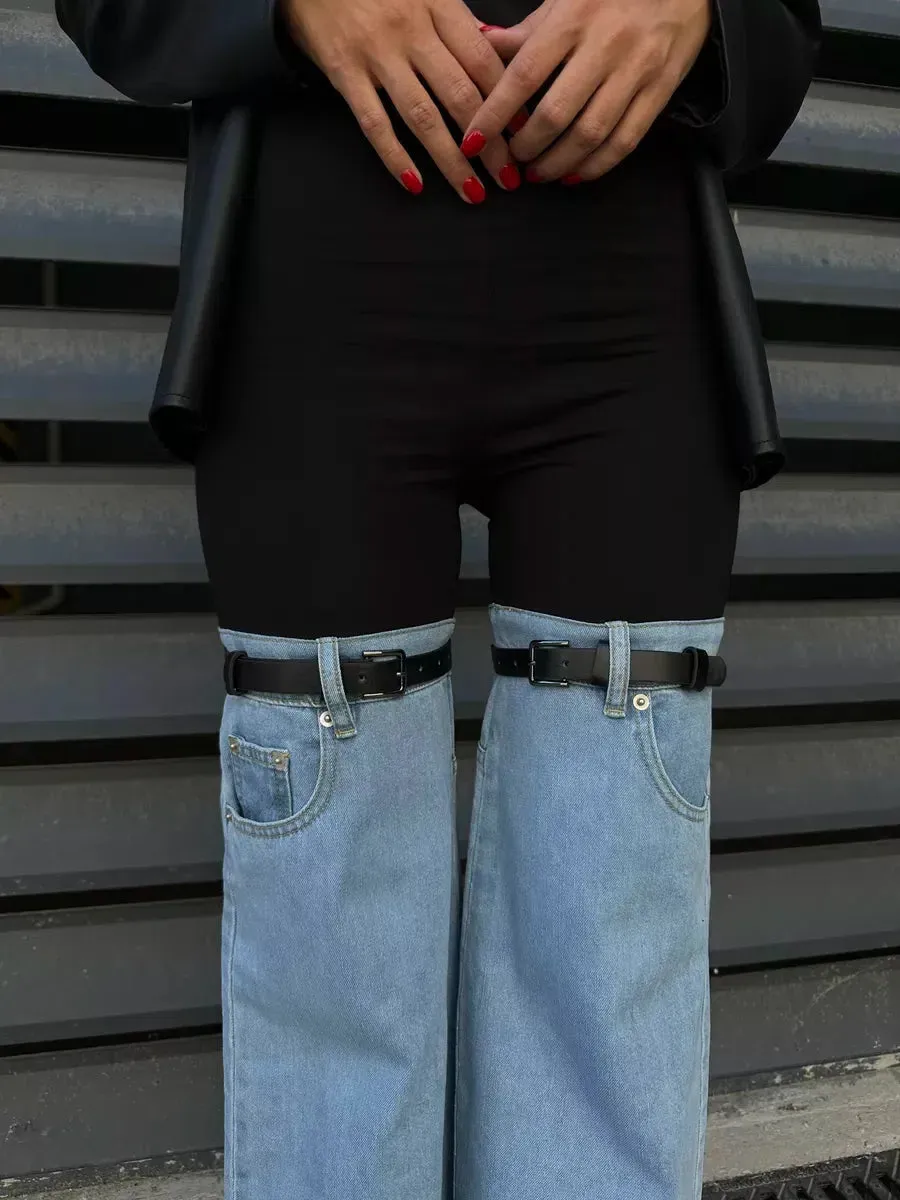Salvatore – Spliced buckle detail – Denim pants