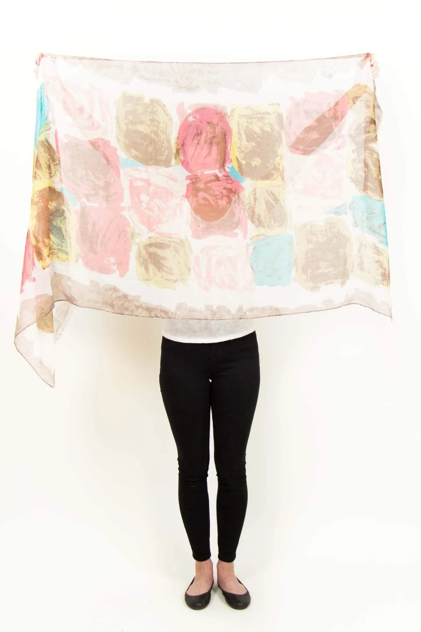 Scarf / Cream Red Yellow Blue & Brown / Unisex