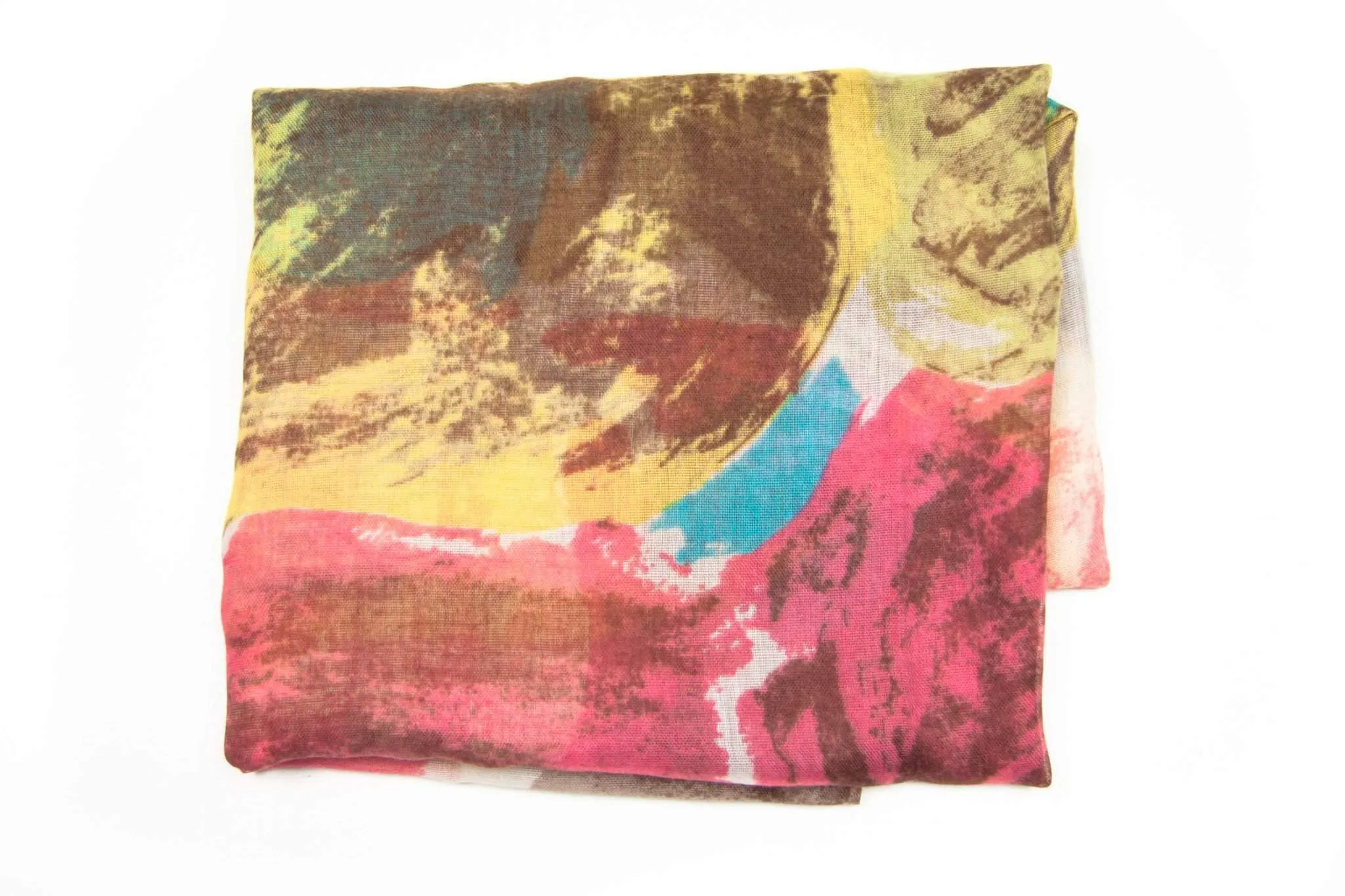 Scarf / Cream Red Yellow Blue & Brown / Unisex
