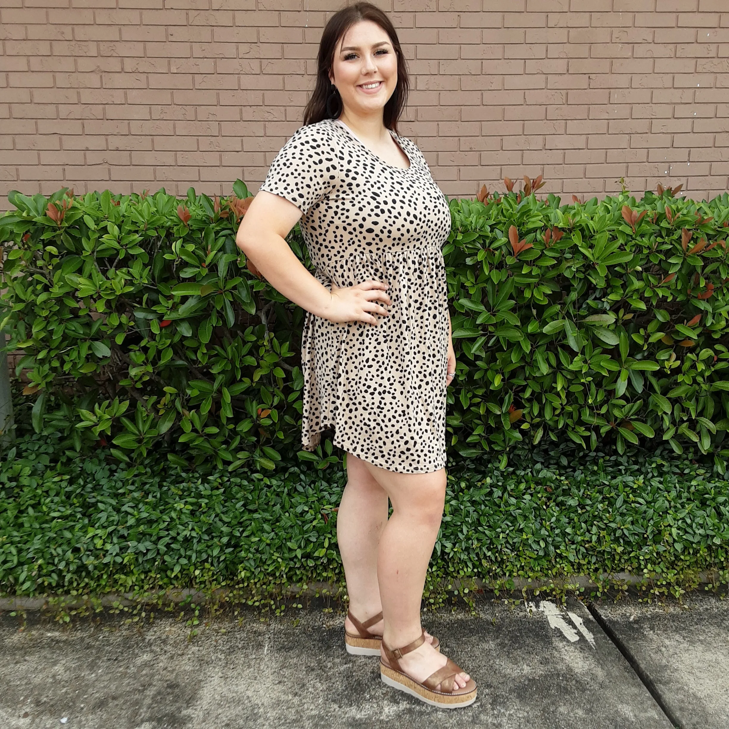 Scoop Neck Short Sleeve Tunic Dress