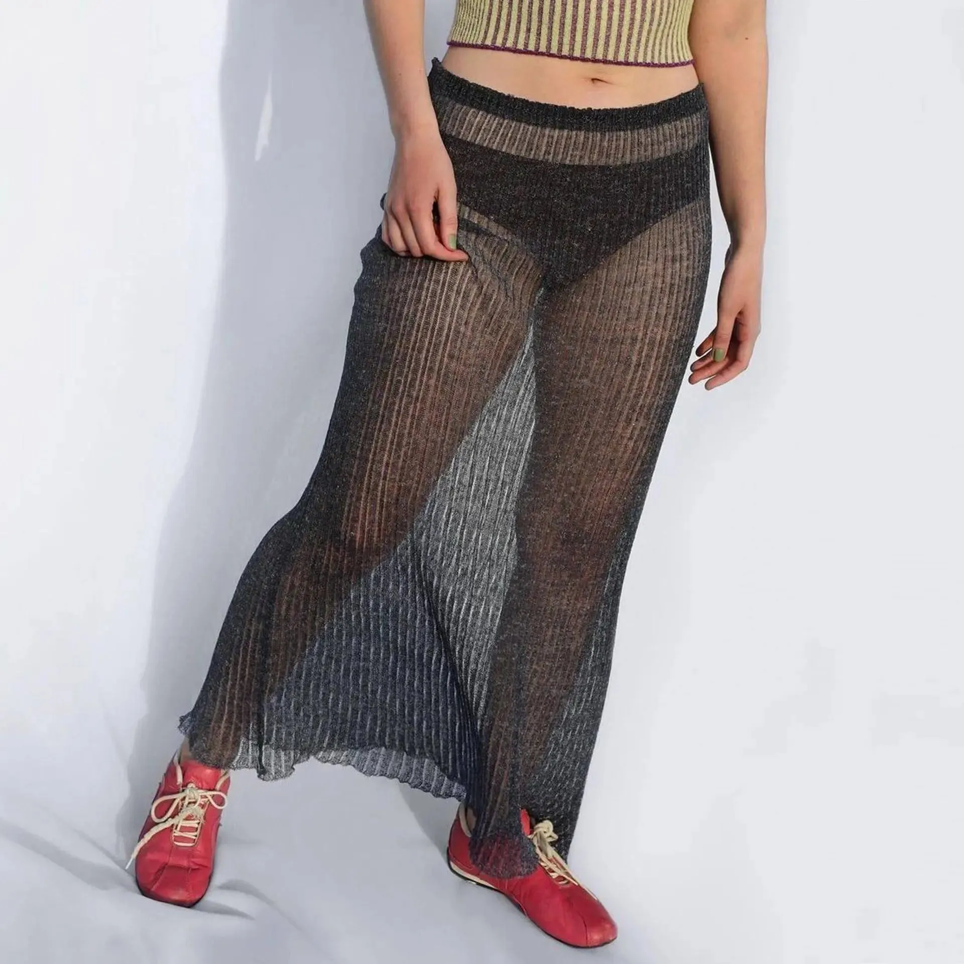 See through Pleated Fashion Skirt