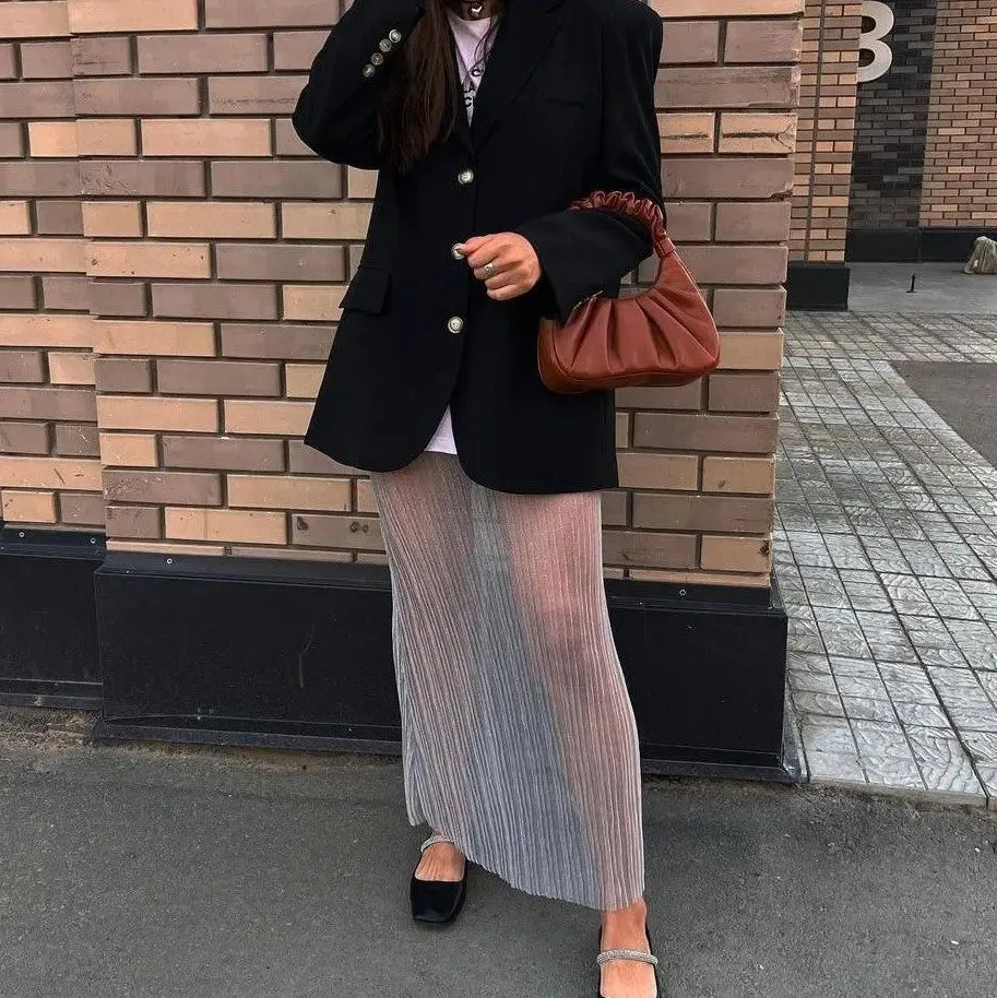 See through Pleated Fashion Skirt