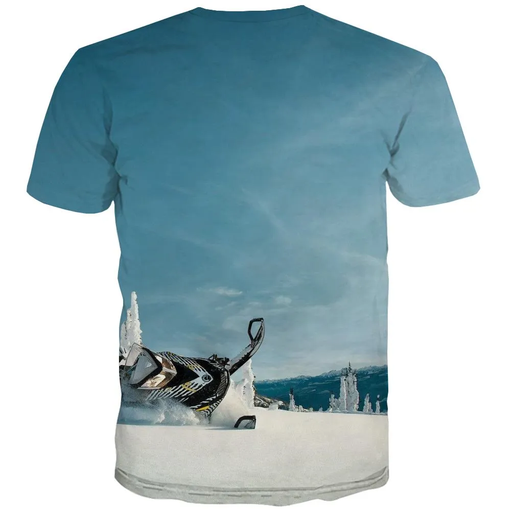 Ski T shirts Men White Tshirt Printed Movement Shirt Print Snowfield Tshirt Anime