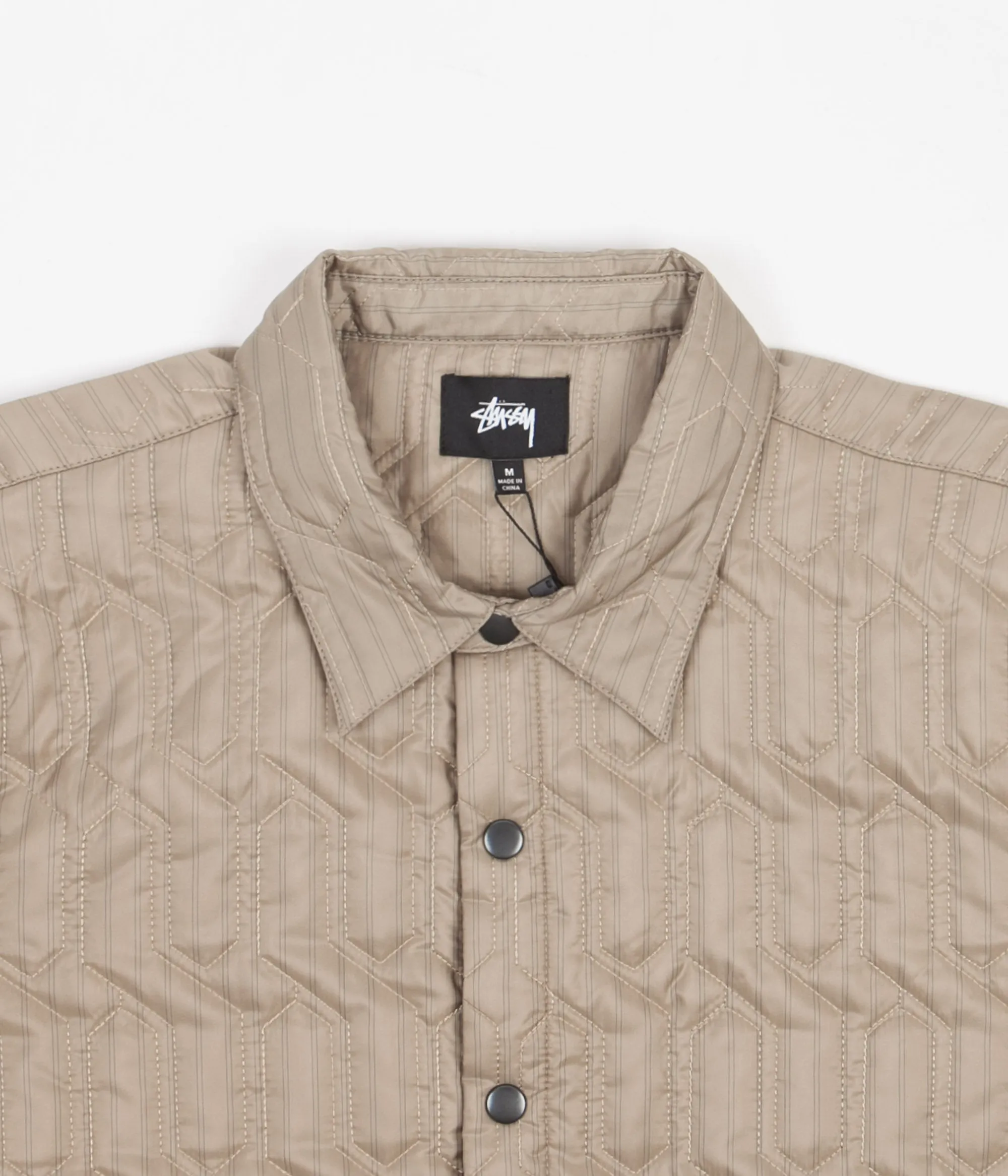 Stussy Quilted Insulated Long Sleeve Shirt - Beige
