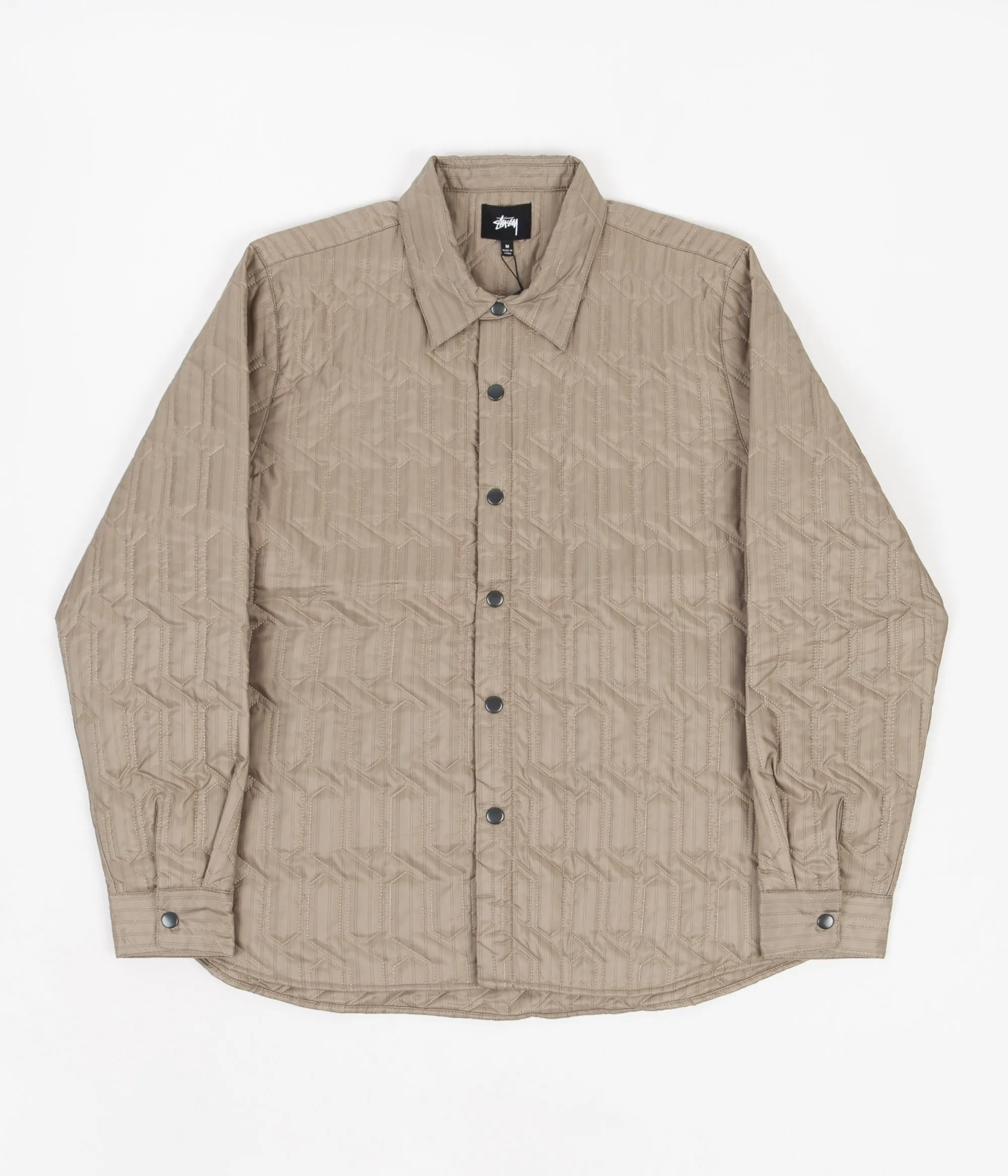 Stussy Quilted Insulated Long Sleeve Shirt - Beige