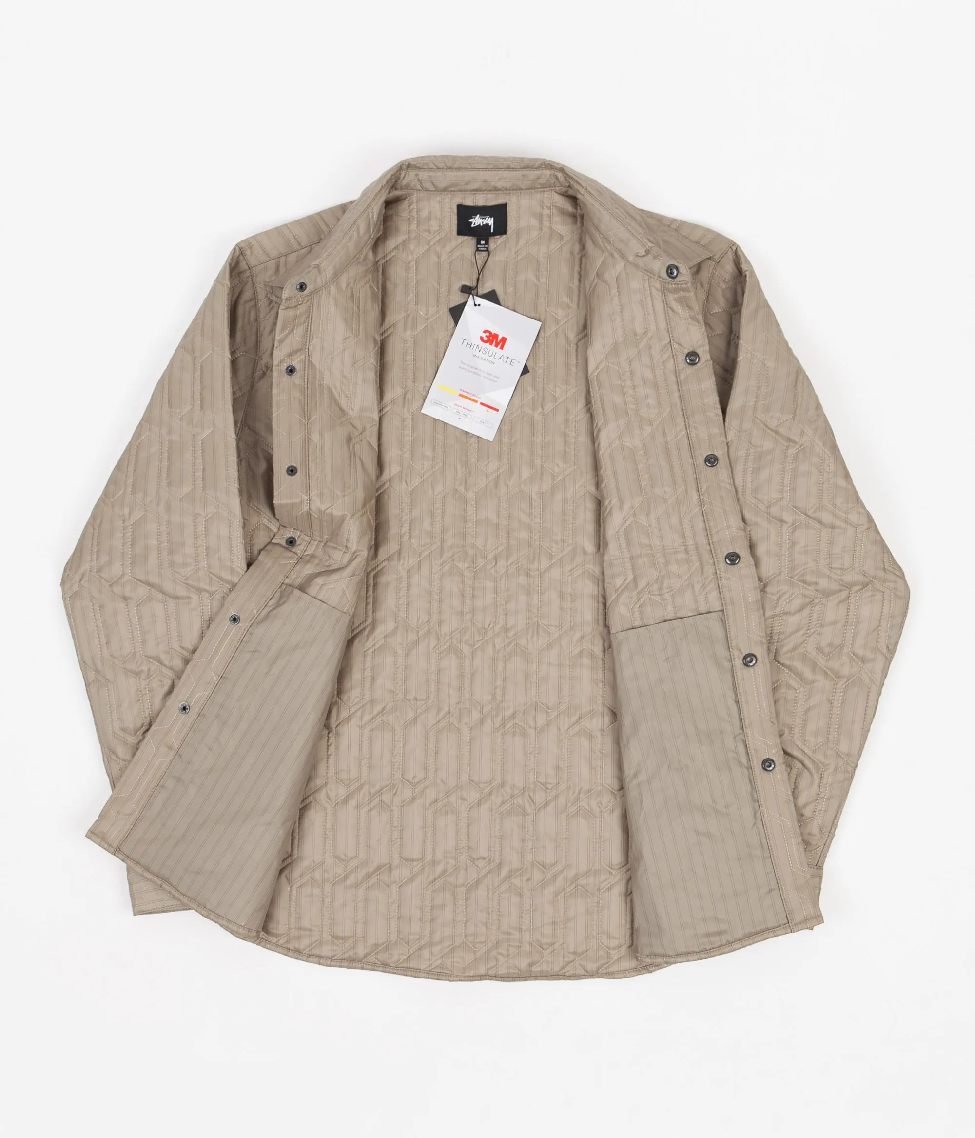 Stussy Quilted Insulated Long Sleeve Shirt - Beige