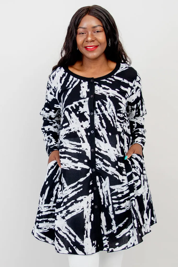 Sylvia Tunic, Blk/Wht Eclipse