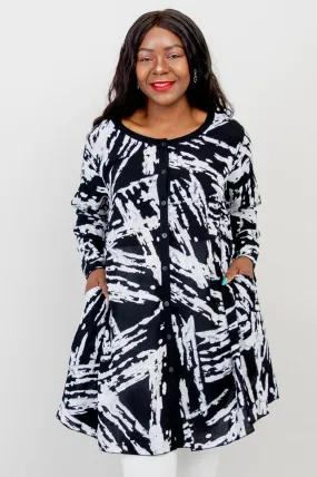 Sylvia Tunic, Blk/Wht Eclipse