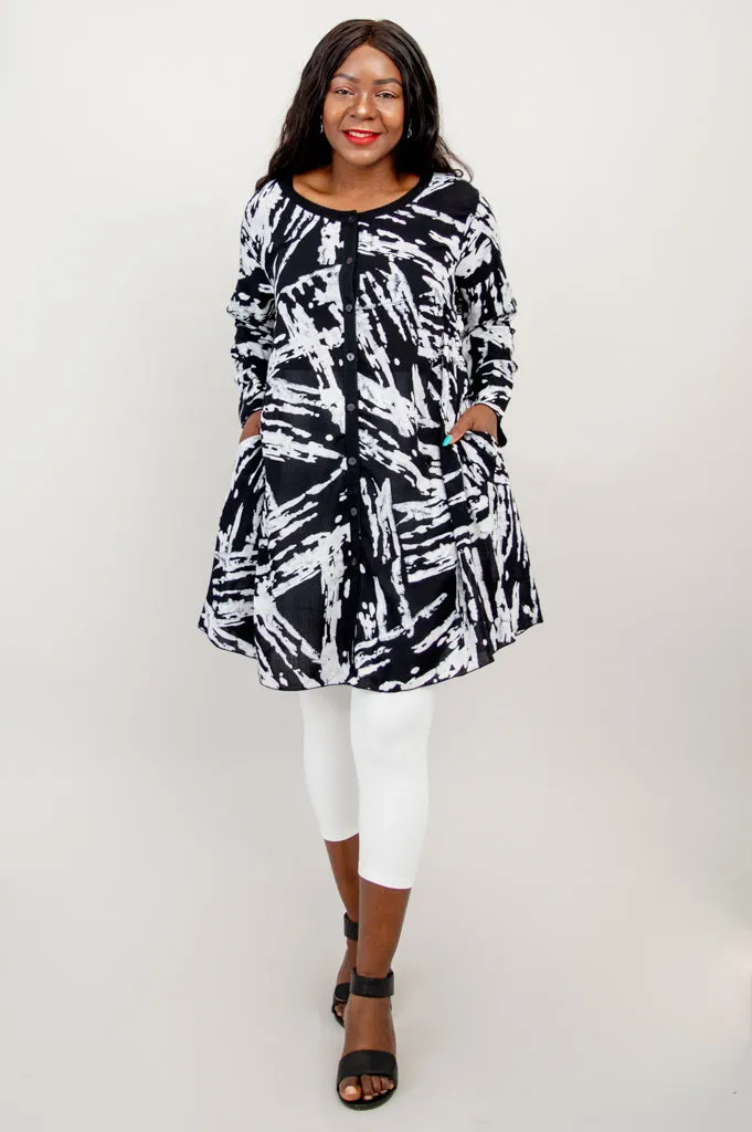 Sylvia Tunic, Blk/Wht Eclipse