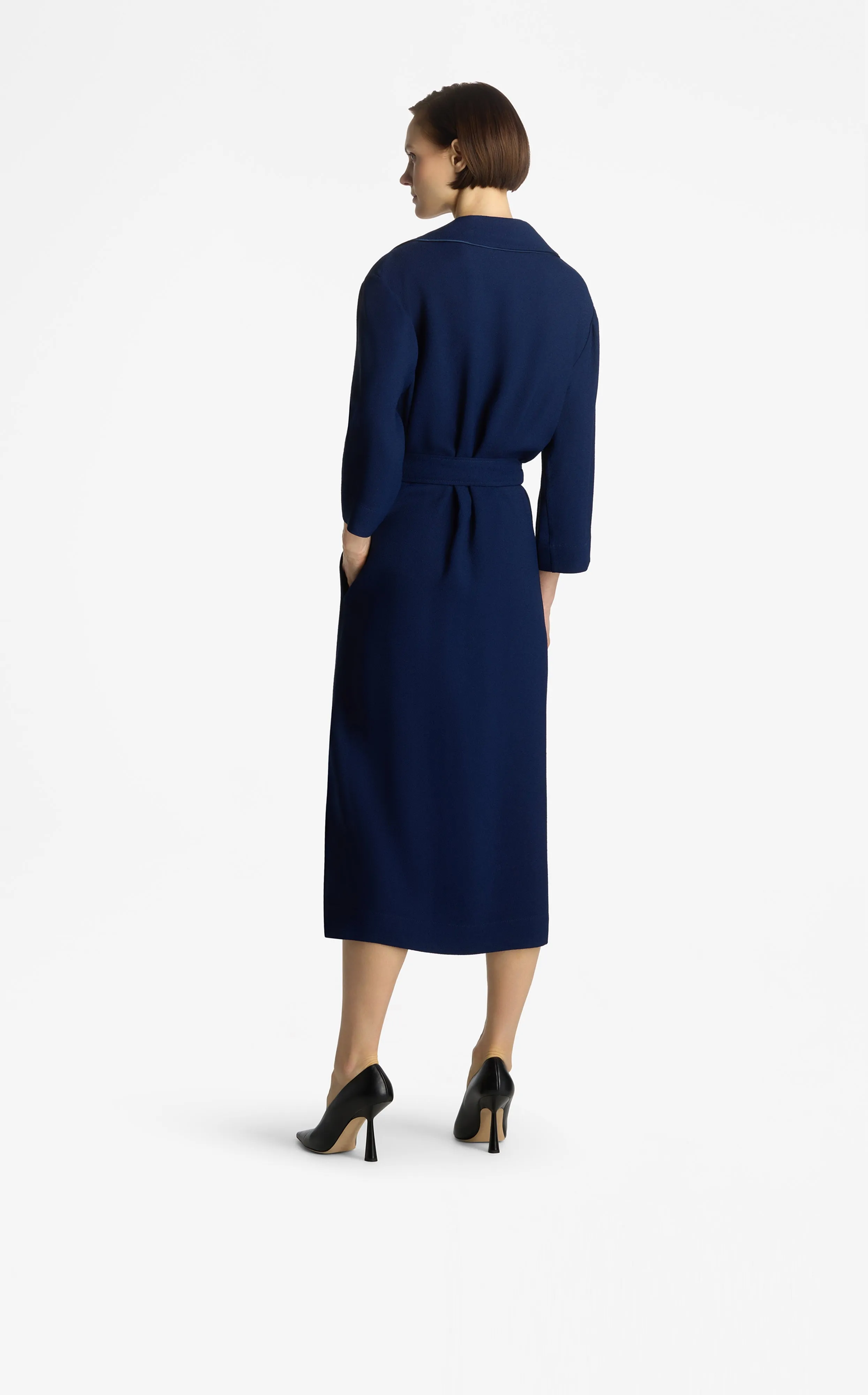 Textured Crepe Wrap Dress