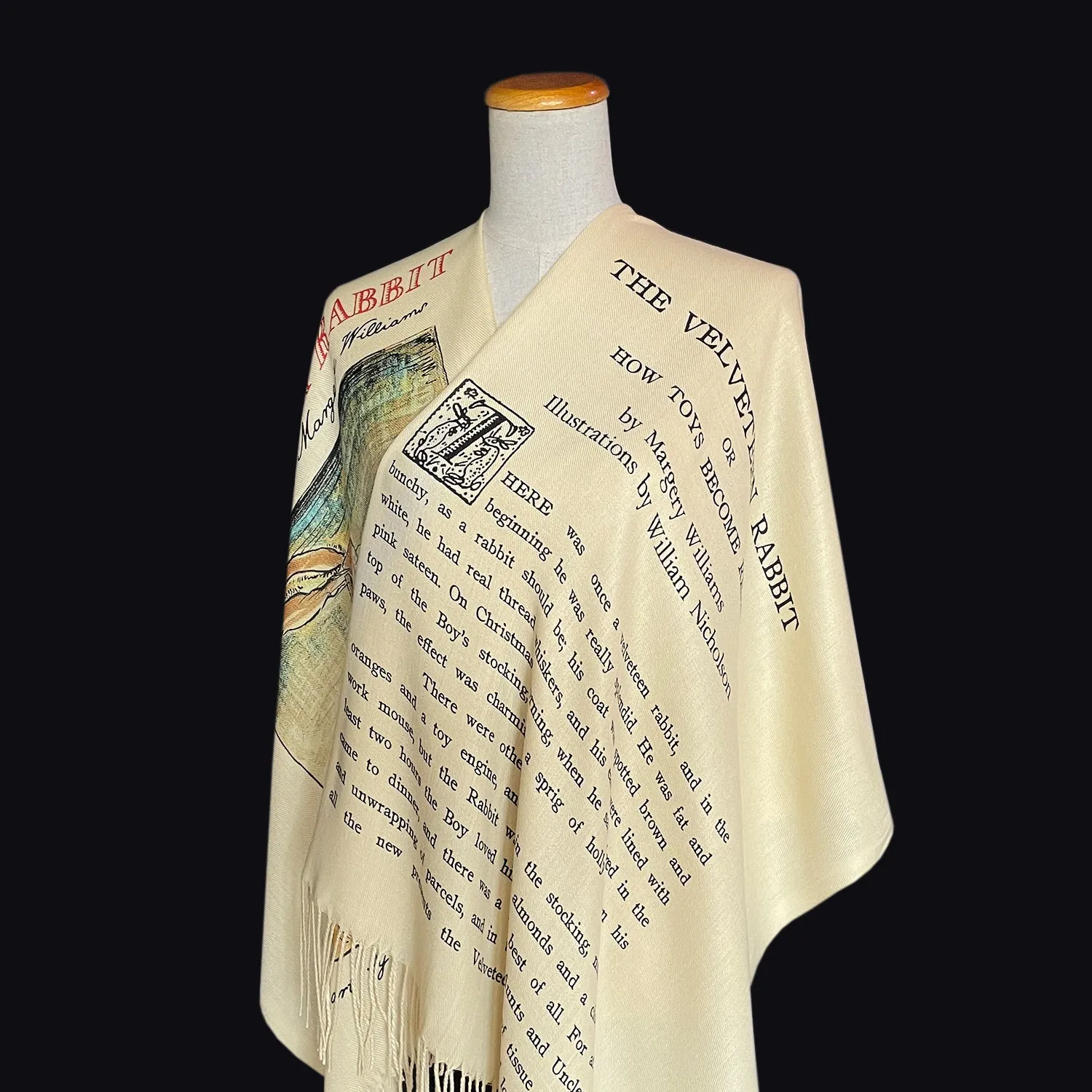 The Velveteen Rabbit by Margery Williams Scarf Shawl Wrap. Book scarf, Literary scarf, Classic Literature, Bookish Gift, Literary Accessory