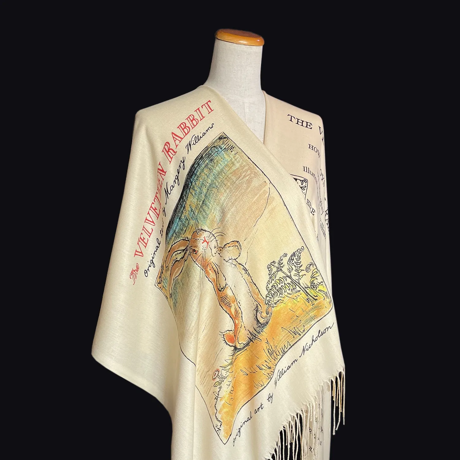 The Velveteen Rabbit by Margery Williams Scarf Shawl Wrap. Book scarf, Literary scarf, Classic Literature, Bookish Gift, Literary Accessory