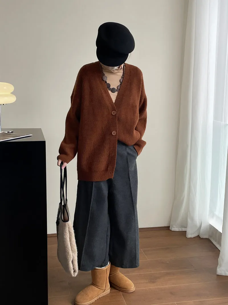 Toleet 90s streetwear Retro Style Mid-Length Sweater Coat Casual All-Match Soft Knitted Cardigan