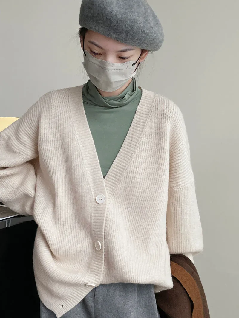 Toleet 90s streetwear Retro Style Mid-Length Sweater Coat Casual All-Match Soft Knitted Cardigan