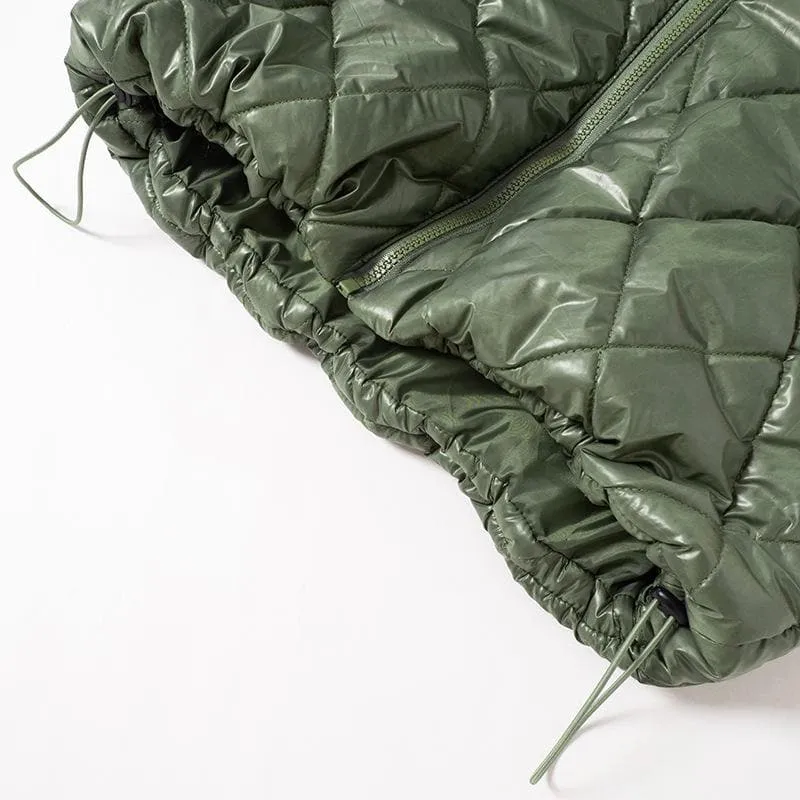 Turnover collar zip-up drawstring sleeveless coat top