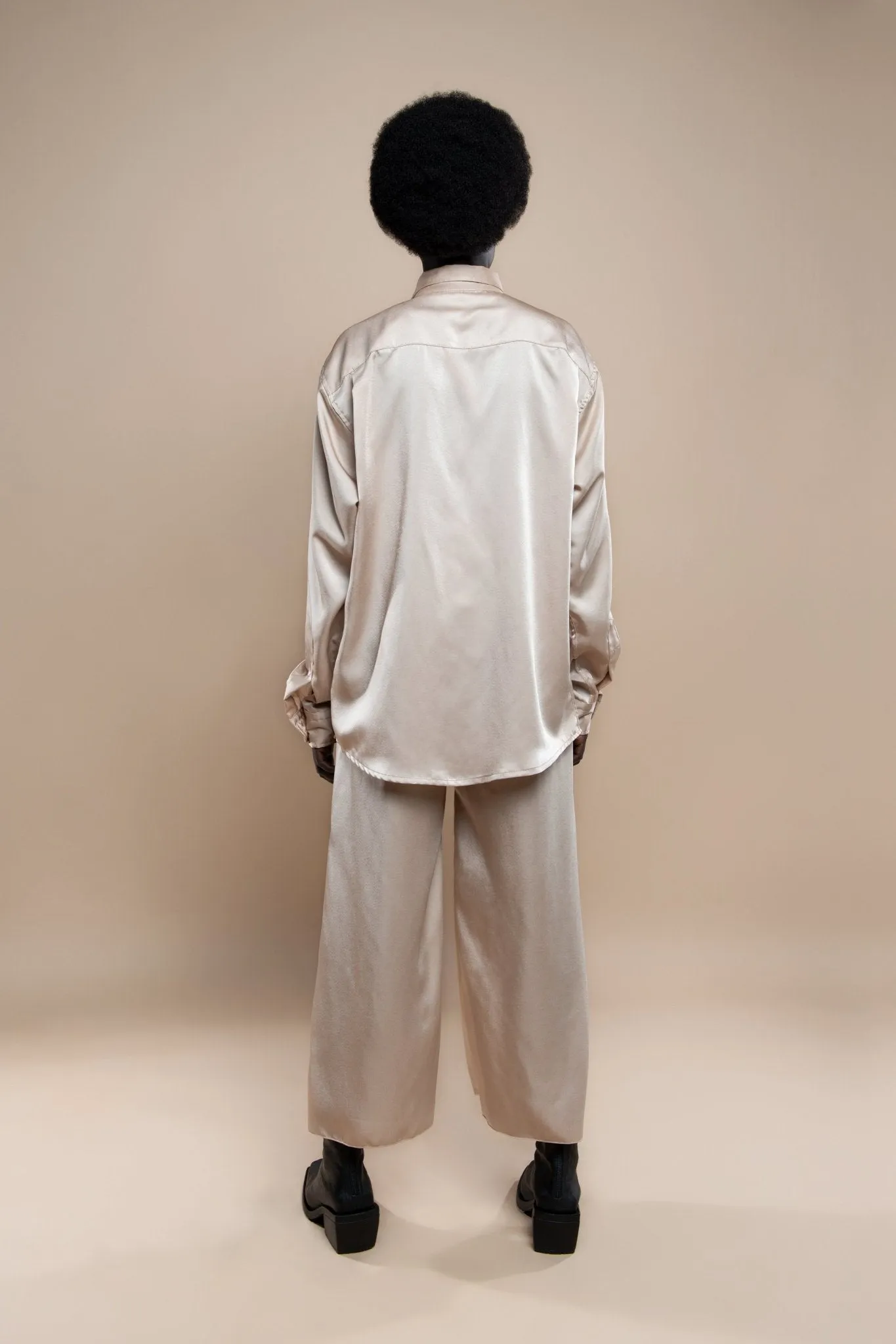 Upcycled Nude Satin Melrose Pants