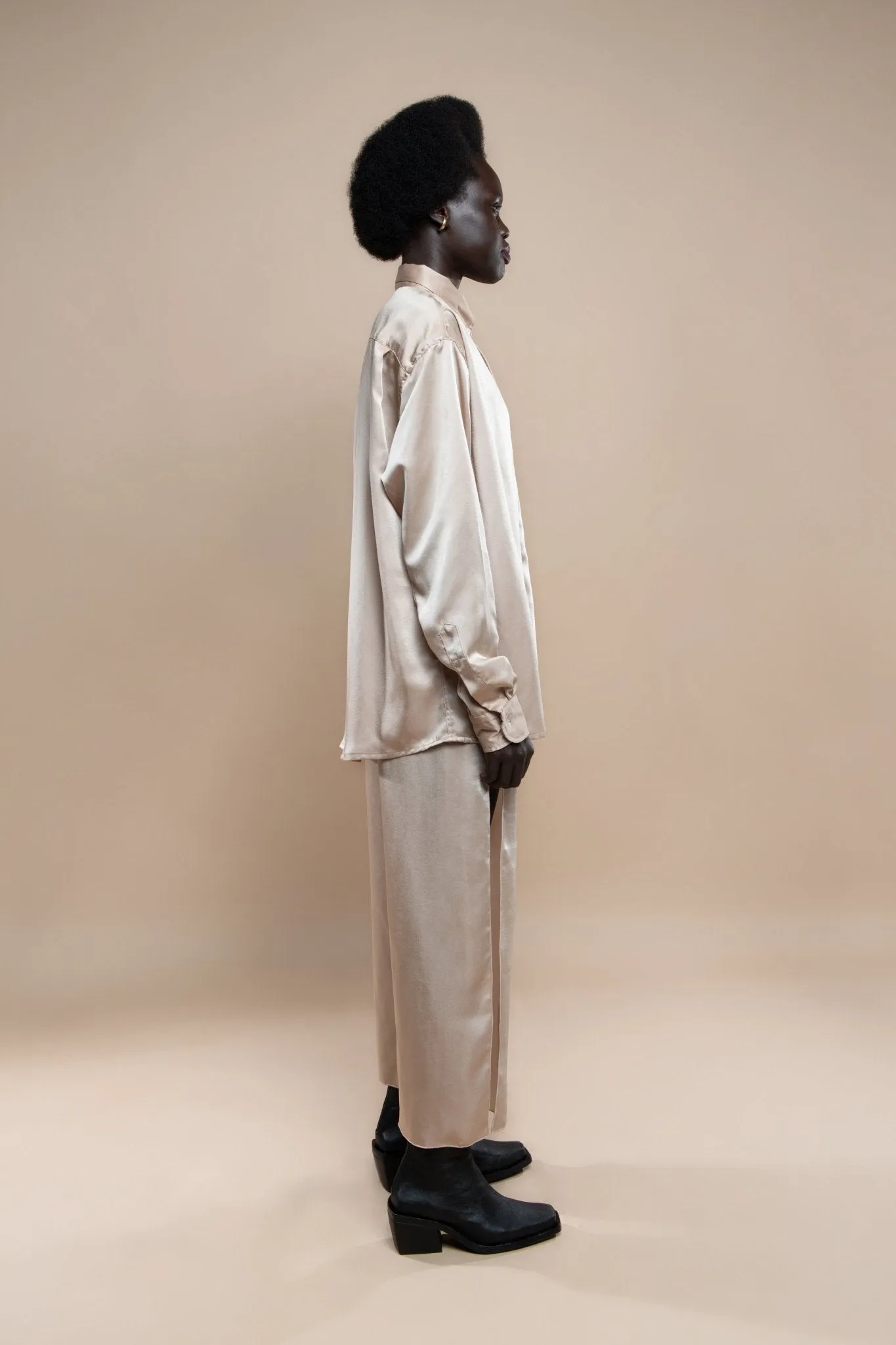 Upcycled Nude Satin Melrose Pants