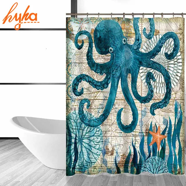 Waterproof Under the sea turtle shower curtain