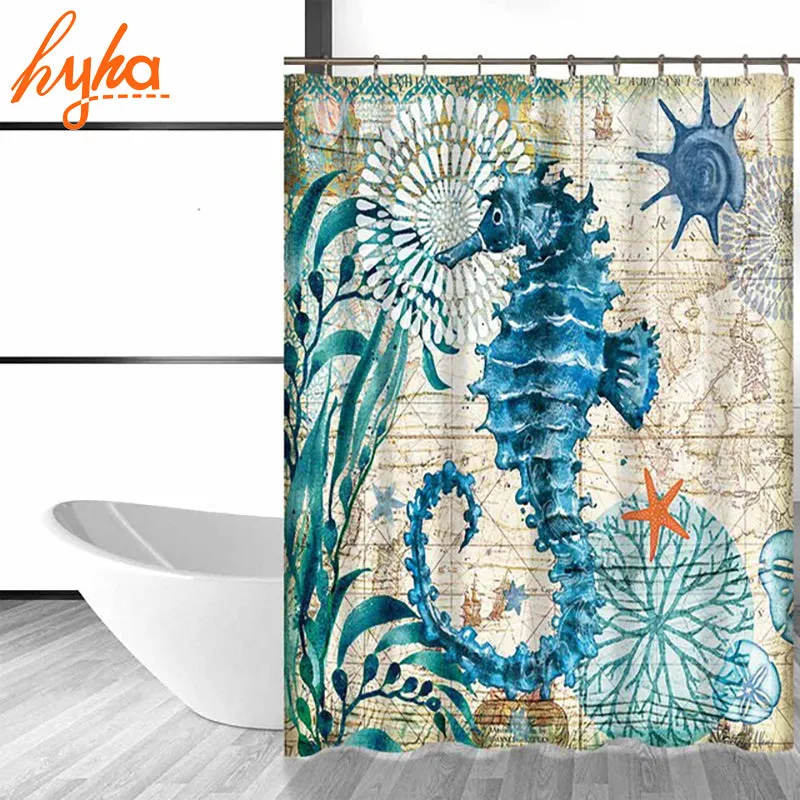 Waterproof Under the sea turtle shower curtain