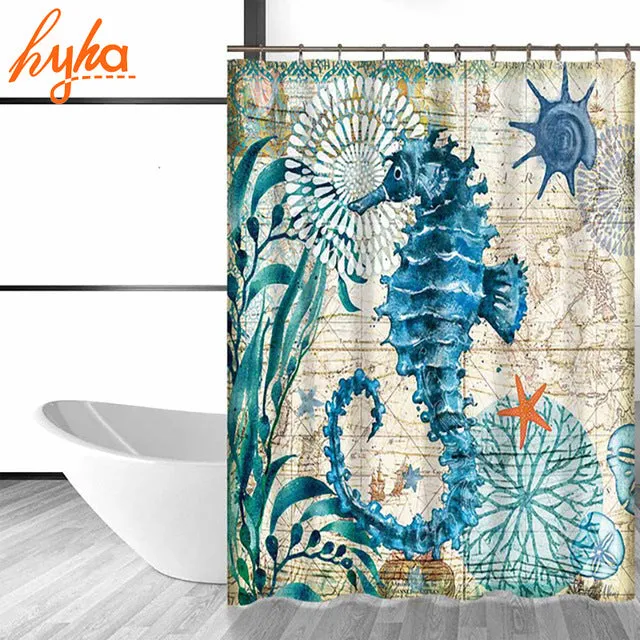 Waterproof Under the sea turtle shower curtain