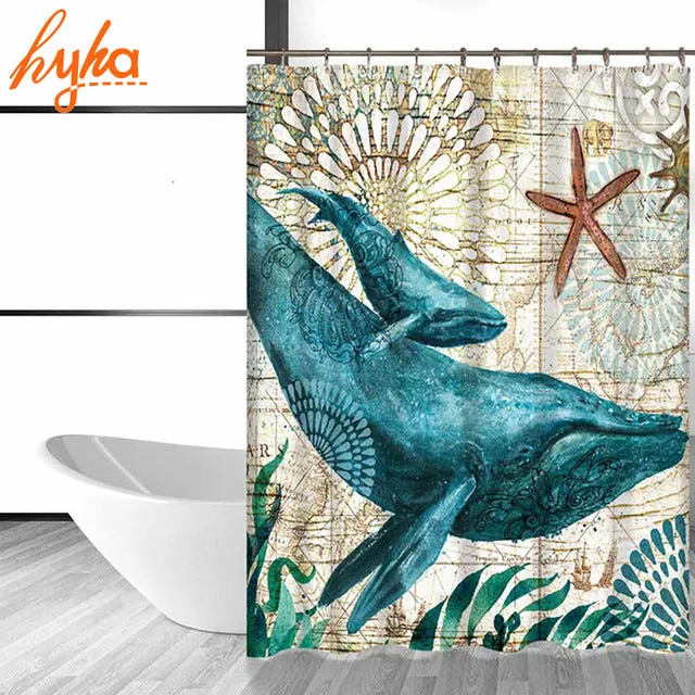 Waterproof Under the sea turtle shower curtain