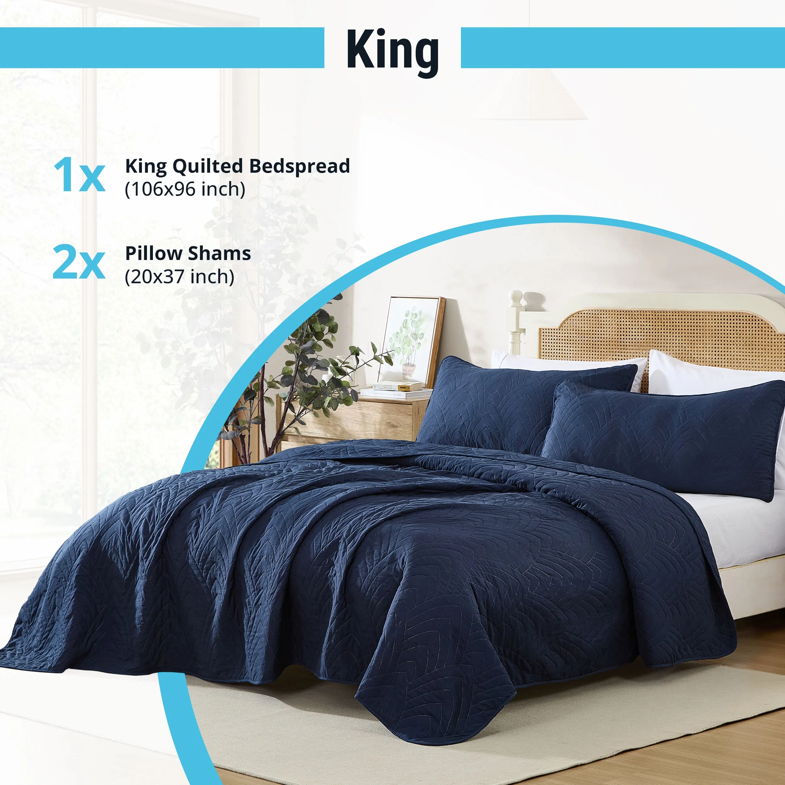 Weston - 3 Piece Quilt Set, Lightweight Bedspread Coverlet Set