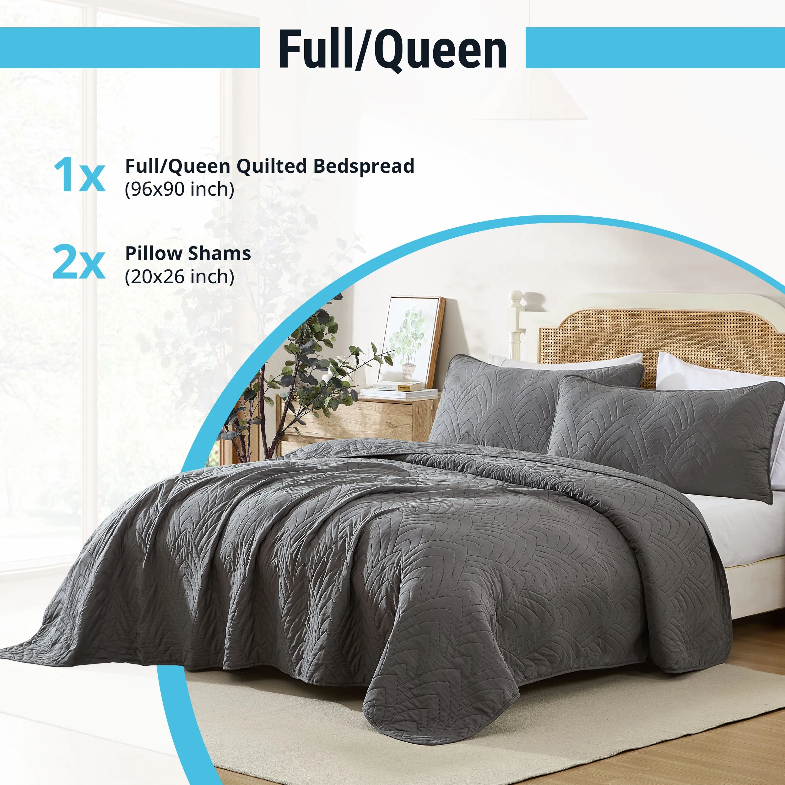 Weston - 3 Piece Quilt Set, Lightweight Bedspread Coverlet Set