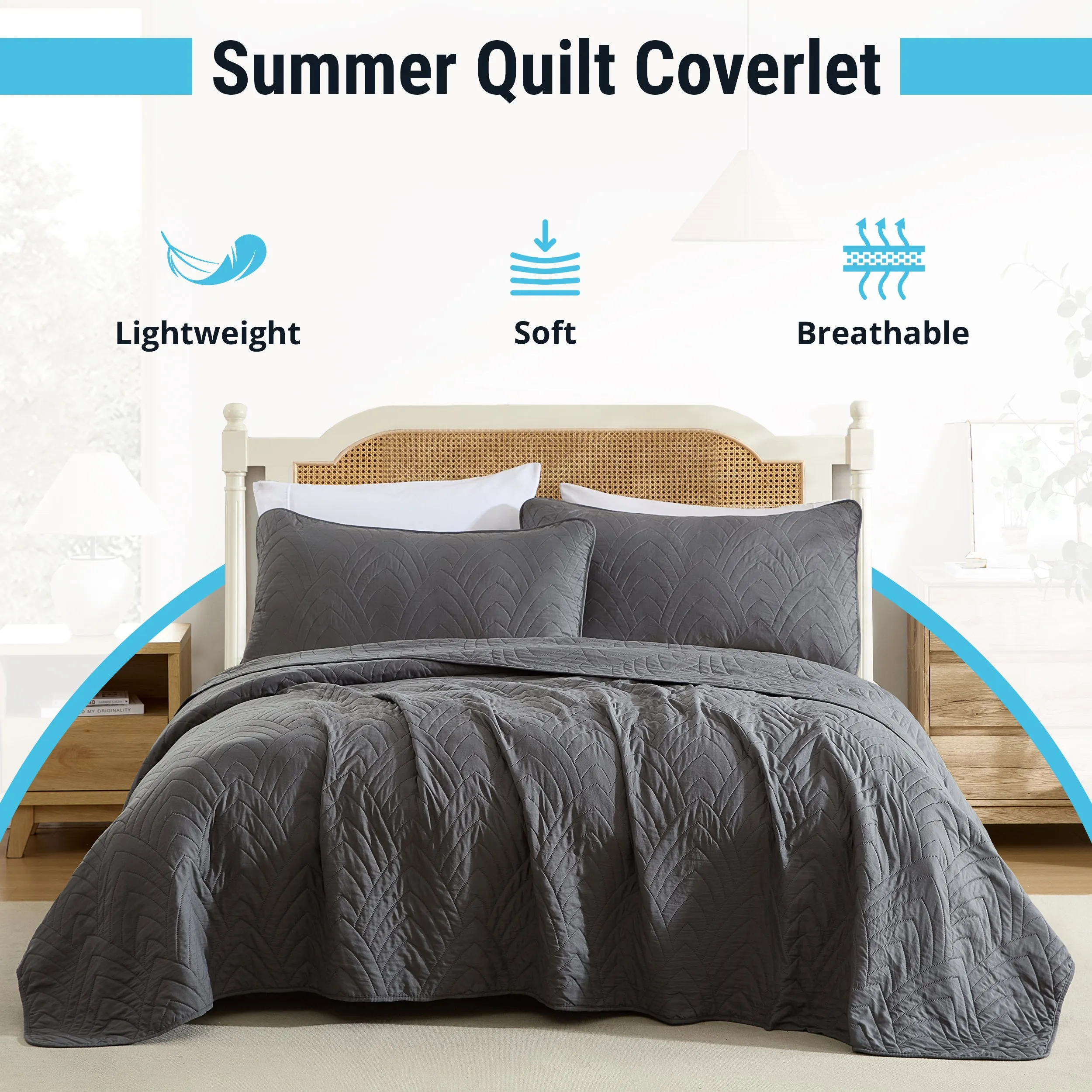 Weston - 3 Piece Quilt Set, Lightweight Bedspread Coverlet Set