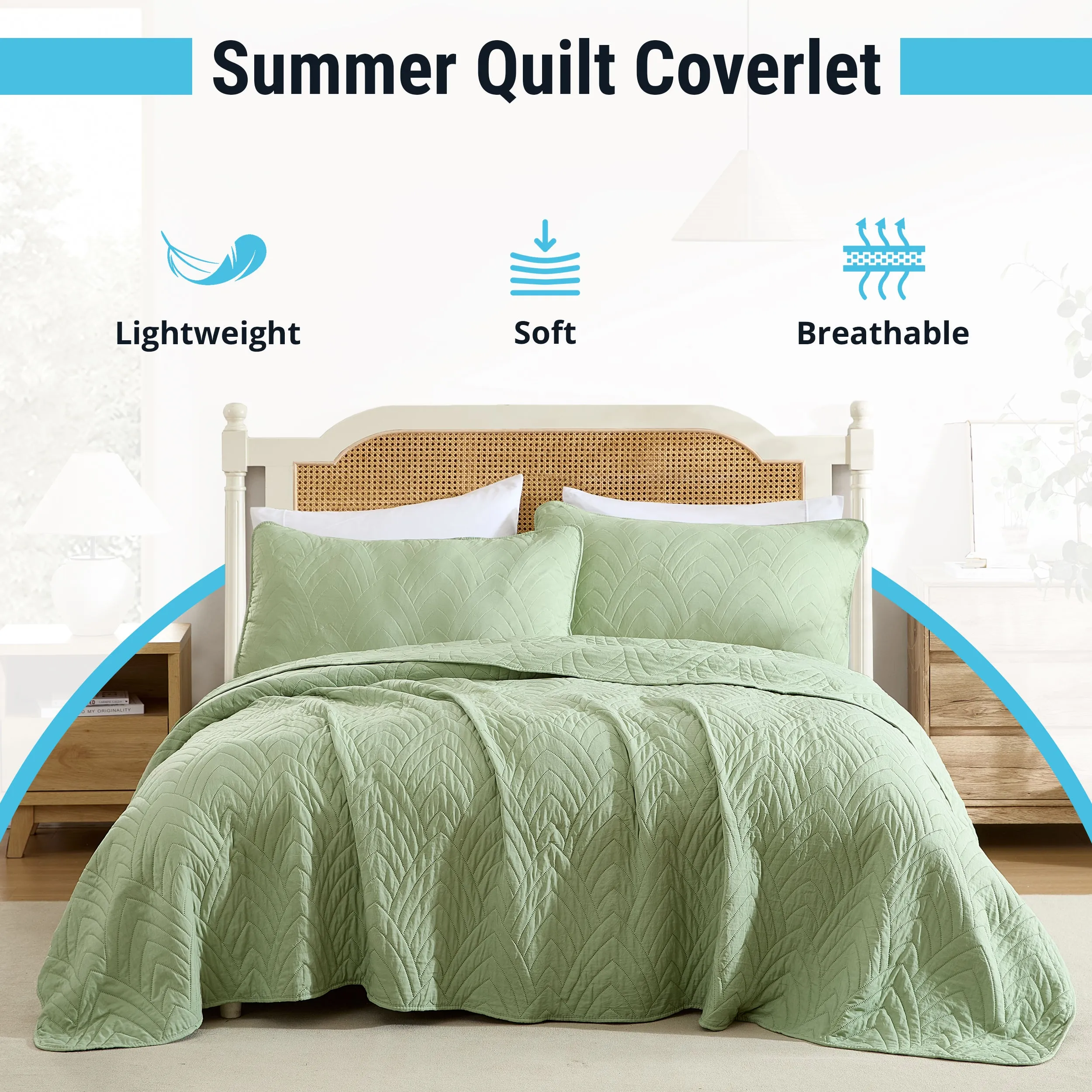 Weston - 3 Piece Quilt Set, Lightweight Bedspread Coverlet Set