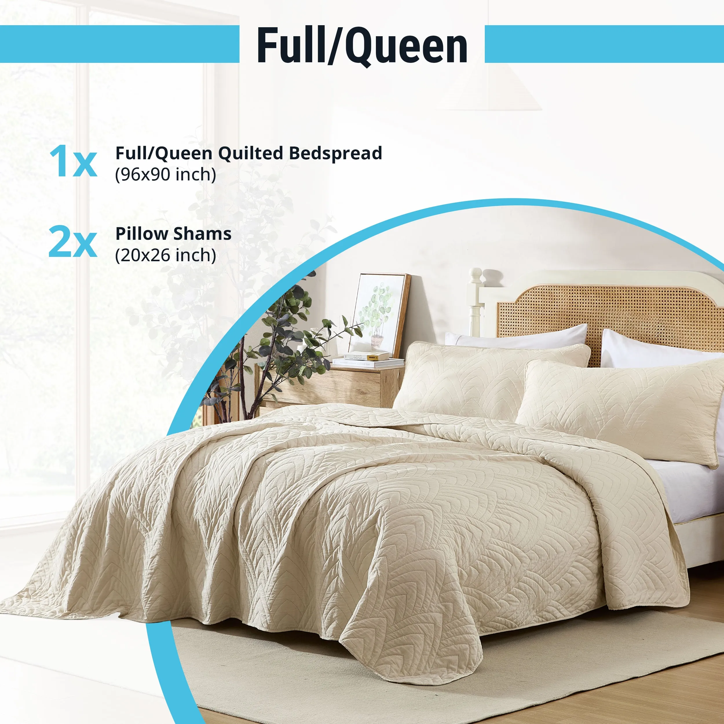 Weston - 3 Piece Quilt Set, Lightweight Bedspread Coverlet Set