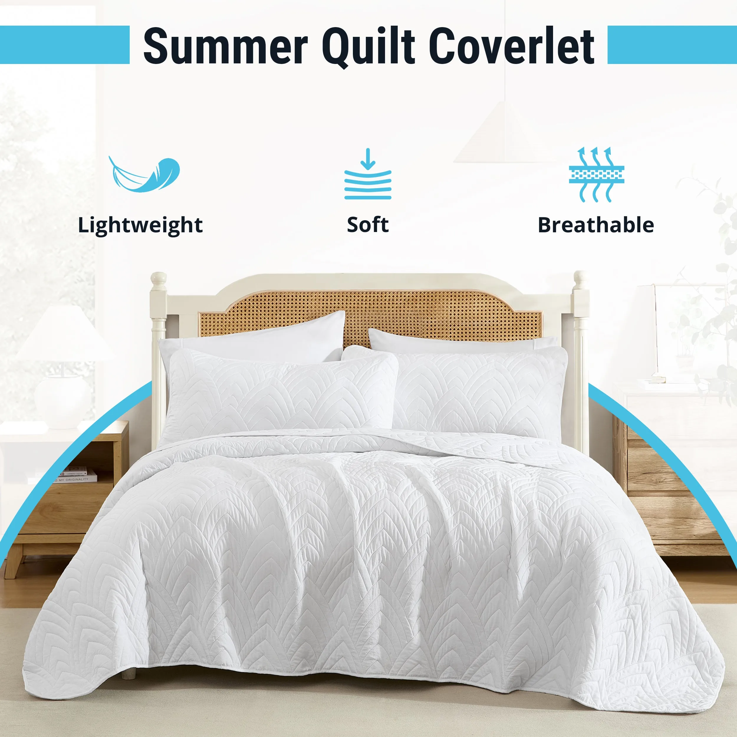 Weston - 3 Piece Quilt Set, Lightweight Bedspread Coverlet Set