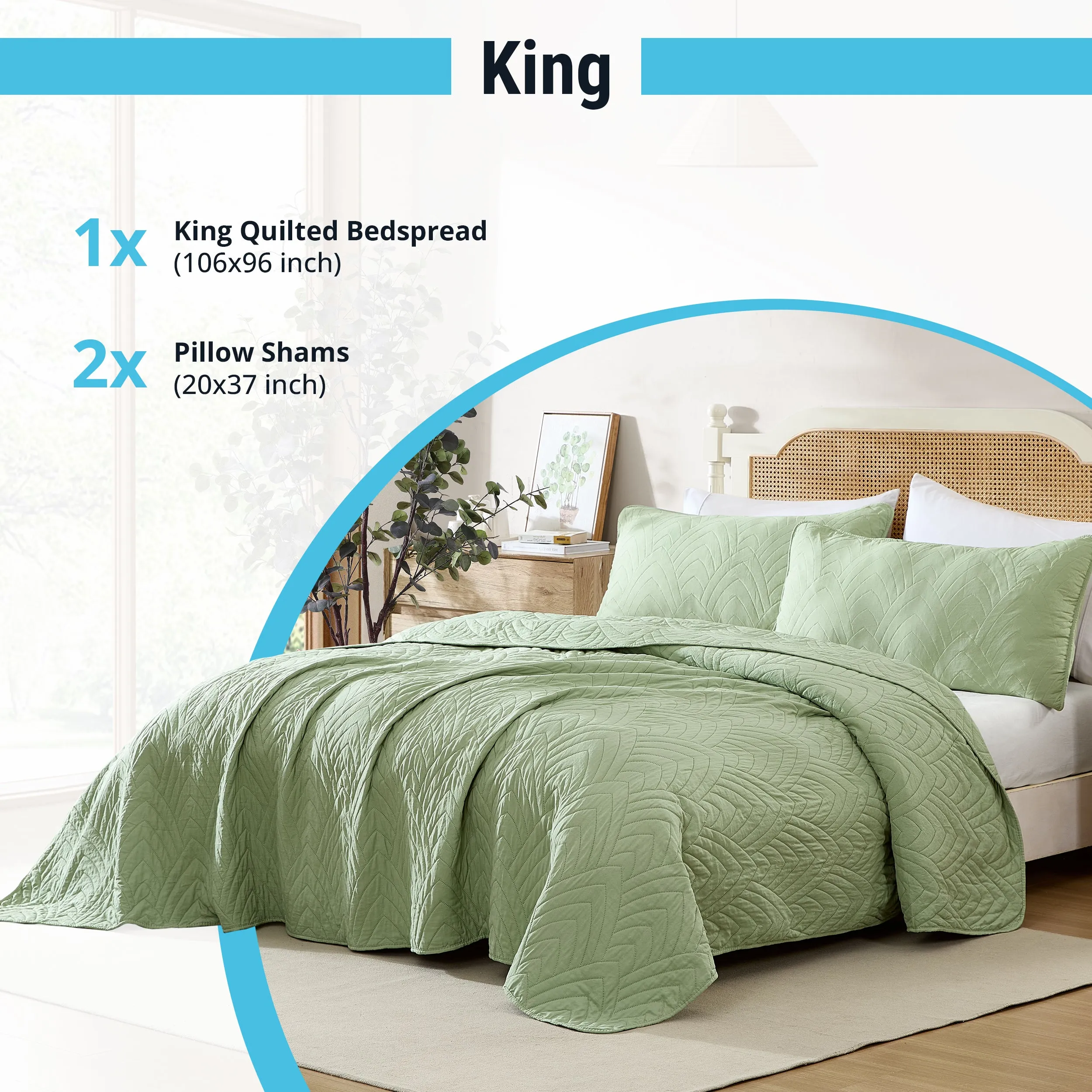 Weston - 3 Piece Quilt Set, Lightweight Bedspread Coverlet Set