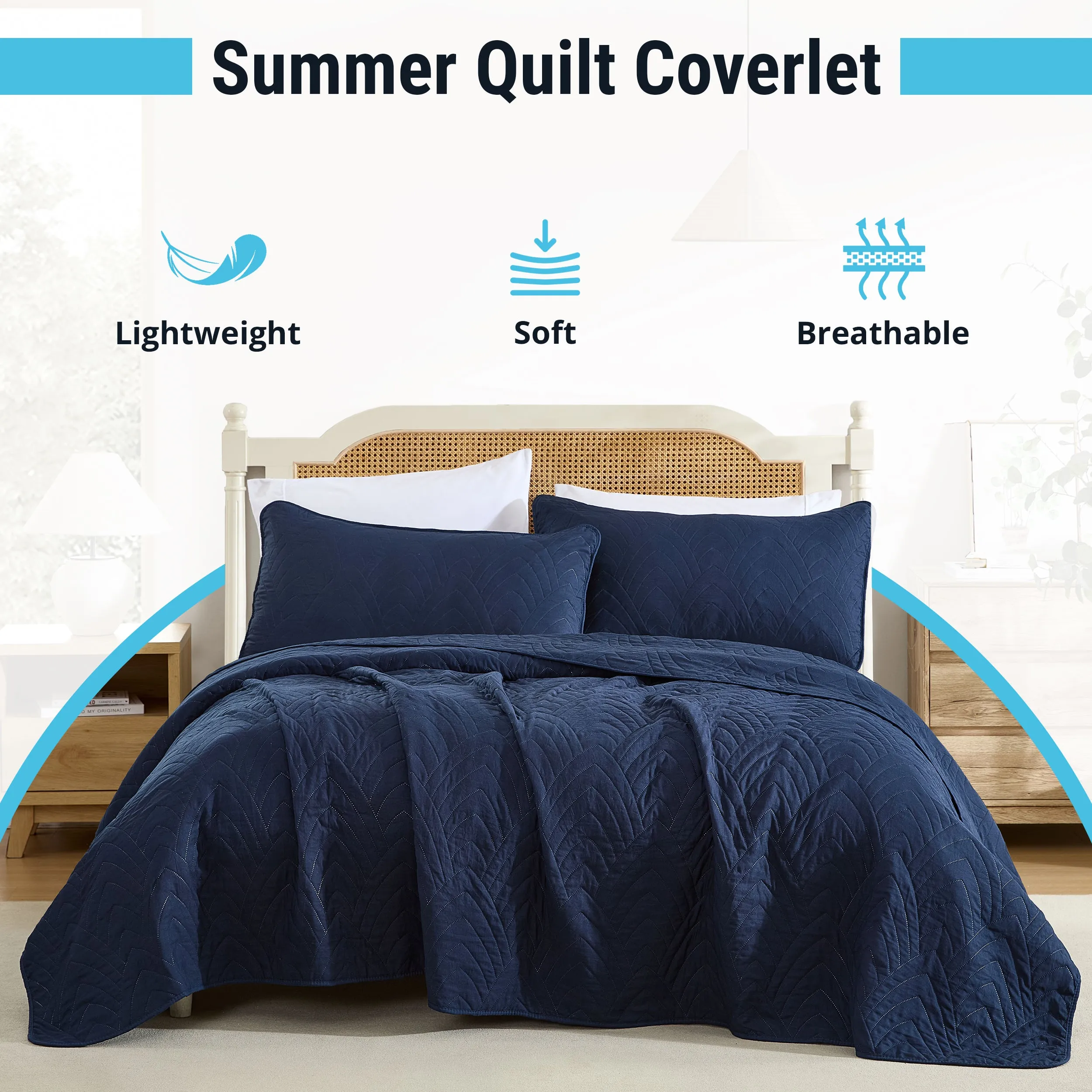 Weston - 3 Piece Quilt Set, Lightweight Bedspread Coverlet Set