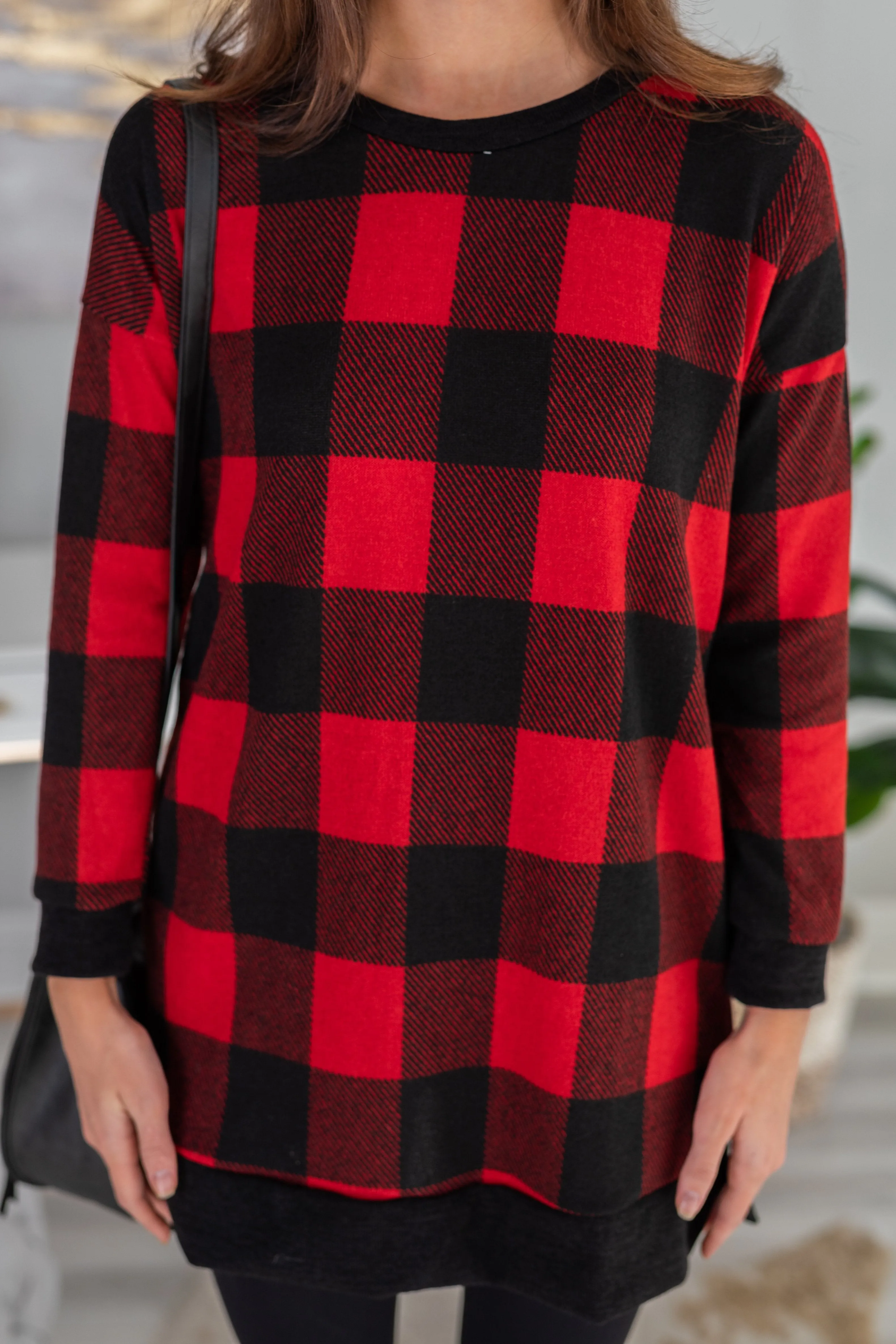 What Matters Most Red Buffalo Plaid Tunic