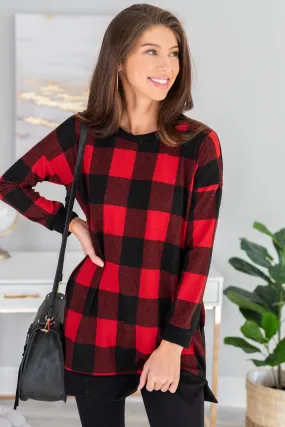 What Matters Most Red Buffalo Plaid Tunic