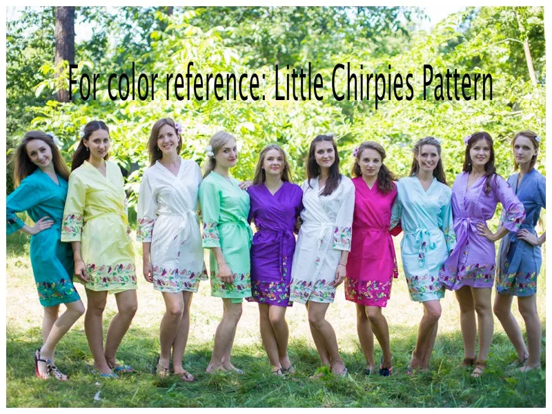 White Bella Tunic Style Caftan in Little Chirpies Pattern