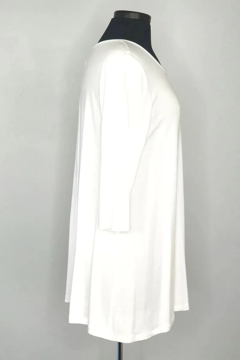 White Modal Basic Tunic with 3/4 Sleeves