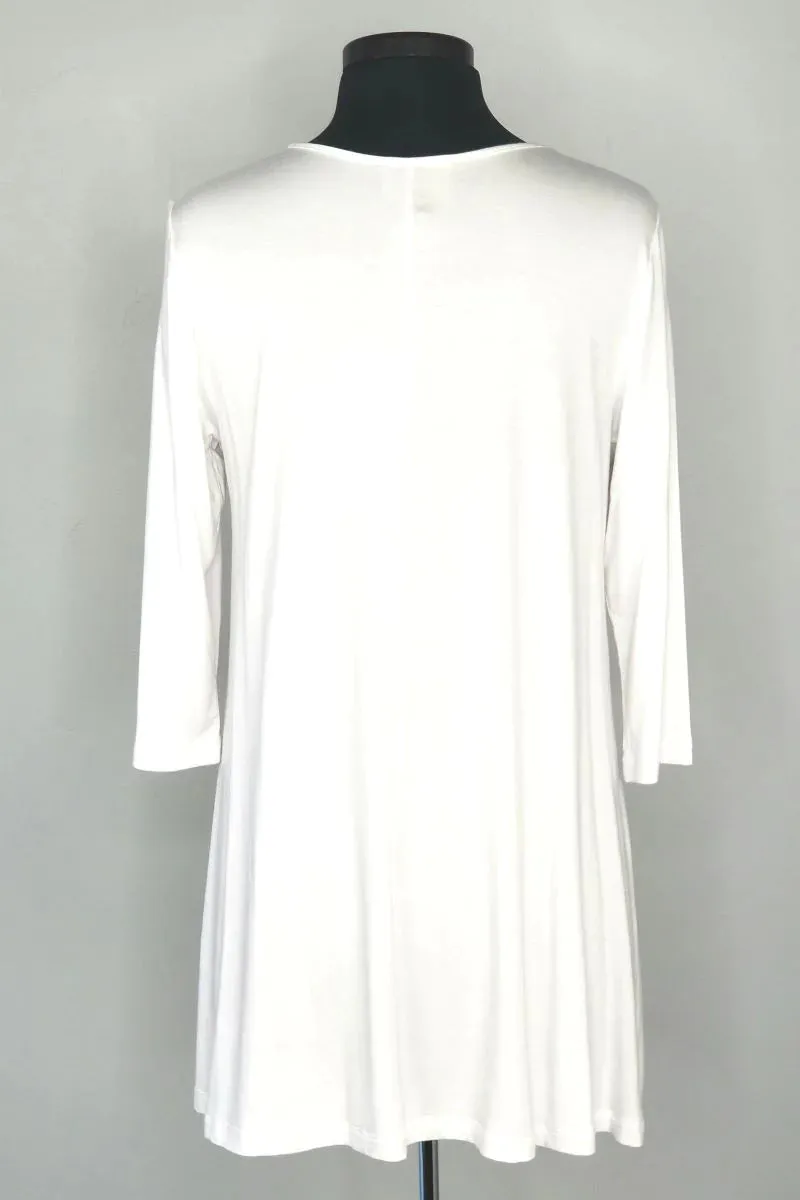 White Modal Basic Tunic with 3/4 Sleeves