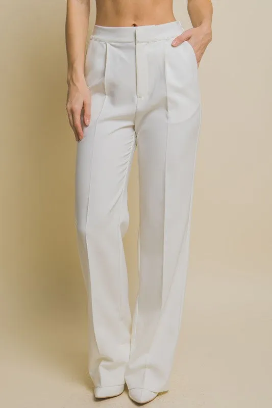 White Regular-Fit Dress Pants