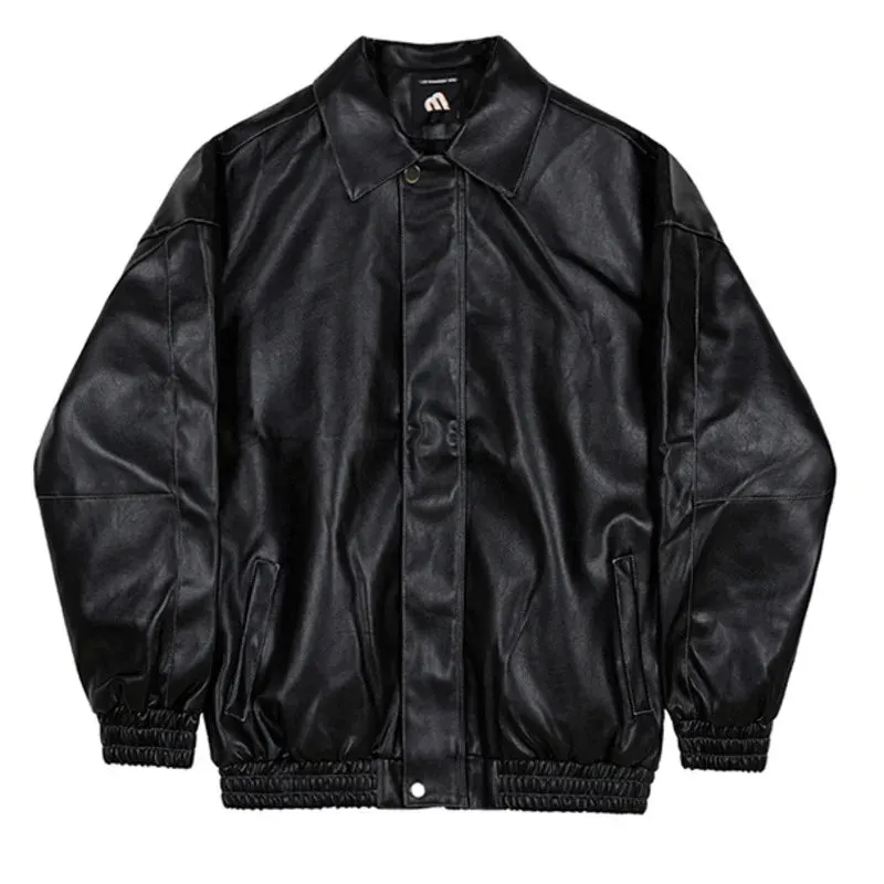 Wiaofellas  -  Leather PU Jackets Men's Spring And Spring New Loose Fashion Male Korean Casual Streetwear Lapel Zipper Coat New 2Y220