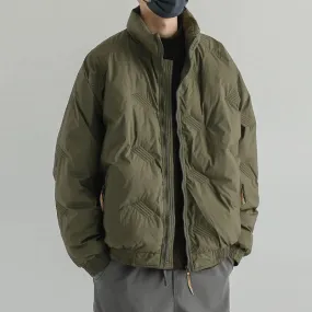 Wiaofellas  -  Men's Winter Padded Jackets Stylish Zipper Casual Streetwear Solid Color Stand Collar Korean Popular Premium Texture Flight Coat