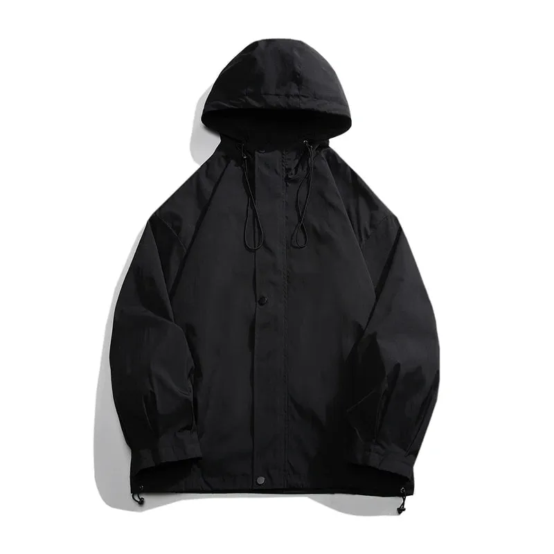 Wiaofellas  -  New Spring Men's Jackets Coat Hooded Waterproof Windbreakers Oversize Zipper Tactical Outerwear Casual College Streetwear