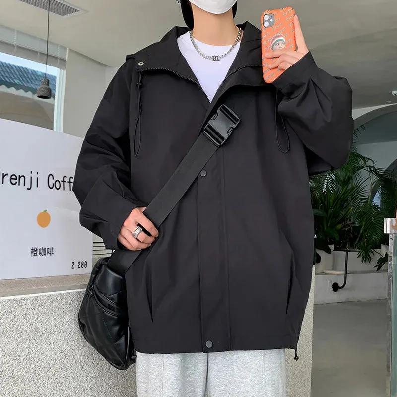 Wiaofellas  -  New Spring Men's Jackets Coat Hooded Waterproof Windbreakers Oversize Zipper Tactical Outerwear Casual College Streetwear