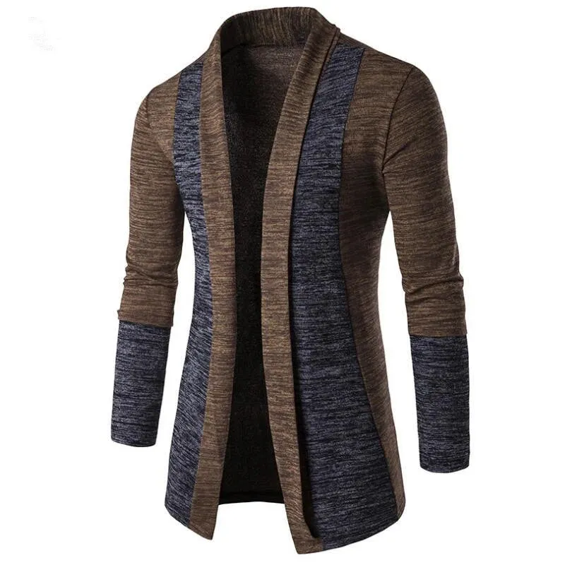 Wiaofellas  -  Spring Autumn Men Kint Cardigan Coat Patchwork Contrast Color Korean Style Fashion Casual knitted Jacket Outwear Streetwear