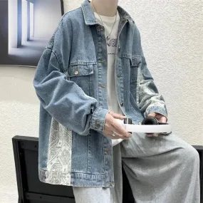 Wiaofellas  -  Winter Autumn Spring Blue Denim Coat for Men Women Streetwear Jeans Jacket Y2k Clothing Vacation Birthday Clothes