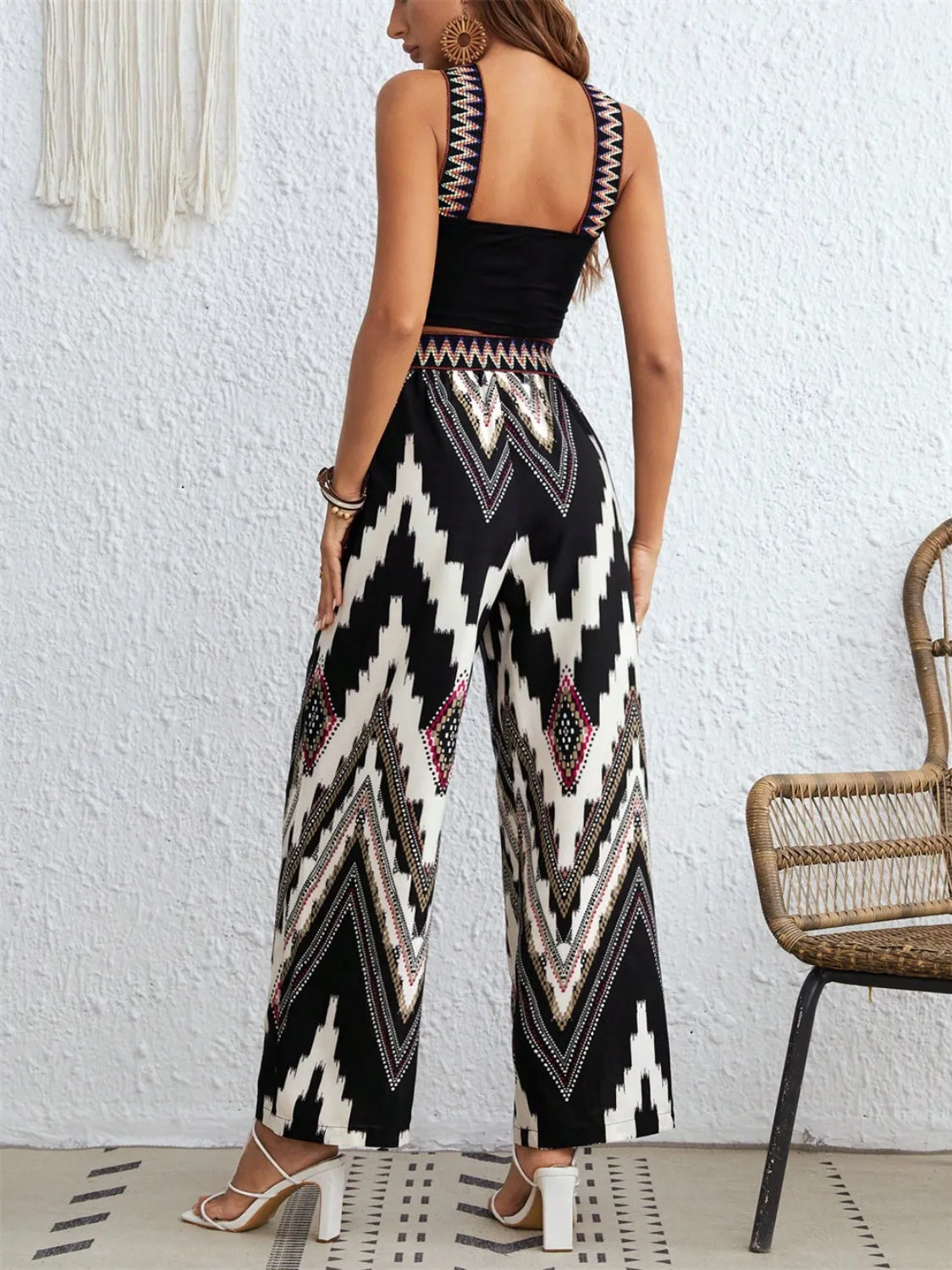 Wide Strap Sleeveless Top and Pants Set