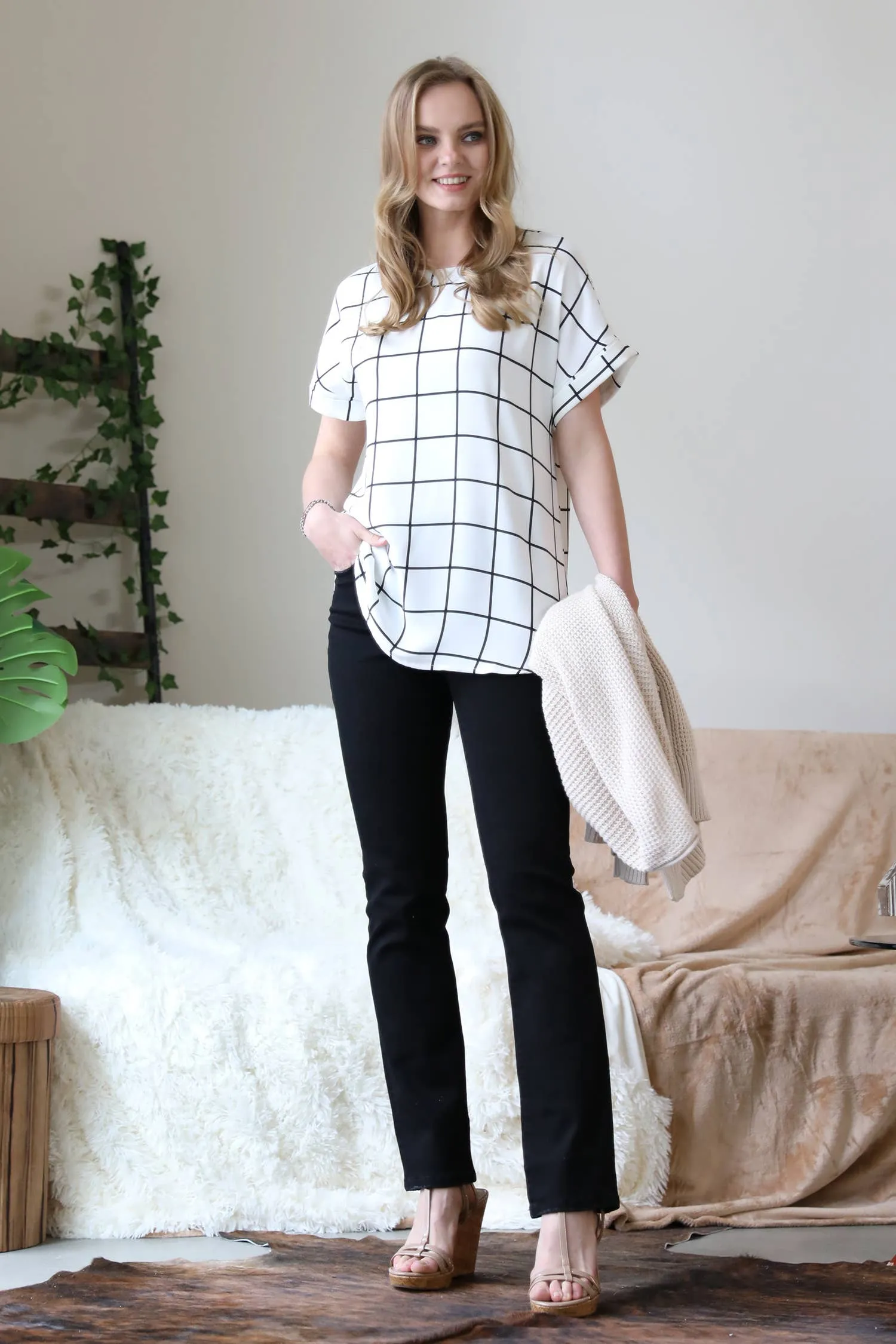 Windowpane Plaid Tunic